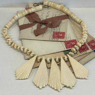 1970s Carved Bone Necklace Bloomers and Frocks